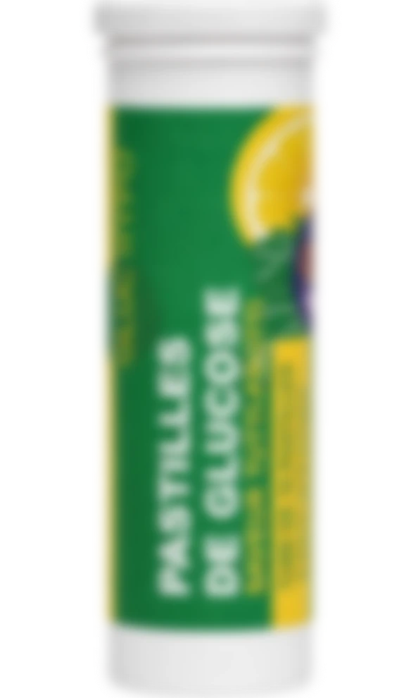 Tube de pastilles de glucose Gluc Hypo saveur tutti-frutti en version floutée