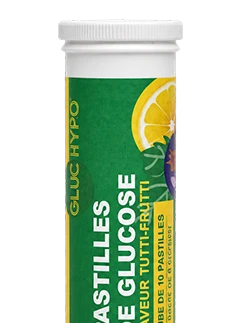 Tube Gluc Hypo 10 pastilles tutti-frutti recadré format poche anti-hypo